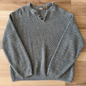 Vintage Haggar Grey Knit Henley Sweater
